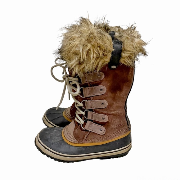 Sorel Joan Of Arctic Waterproof Lace Up Faux Fur Boots Brown/Tan Suede size 6 - Picture 3 of 11